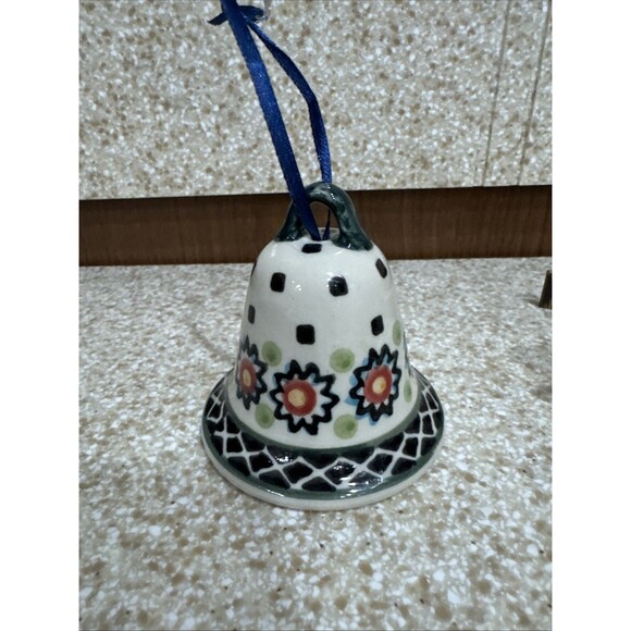 Small Polish Pottery Bell 2 5/8” Marked 6 Vintage - Picture 2 of 3